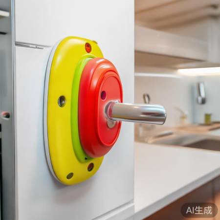 “消毒柜安全锁,颜色醒目防误开