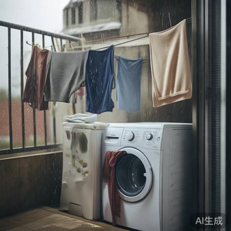 阳台洗衣空间小,易受天气影响