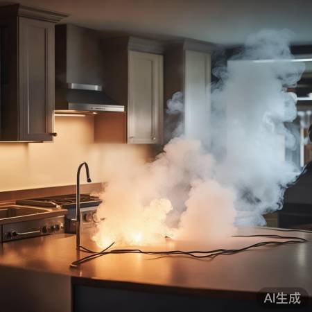 电线故障,油烟机冒烟,危险!