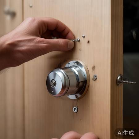 安装锁体,均匀拧紧螺丝